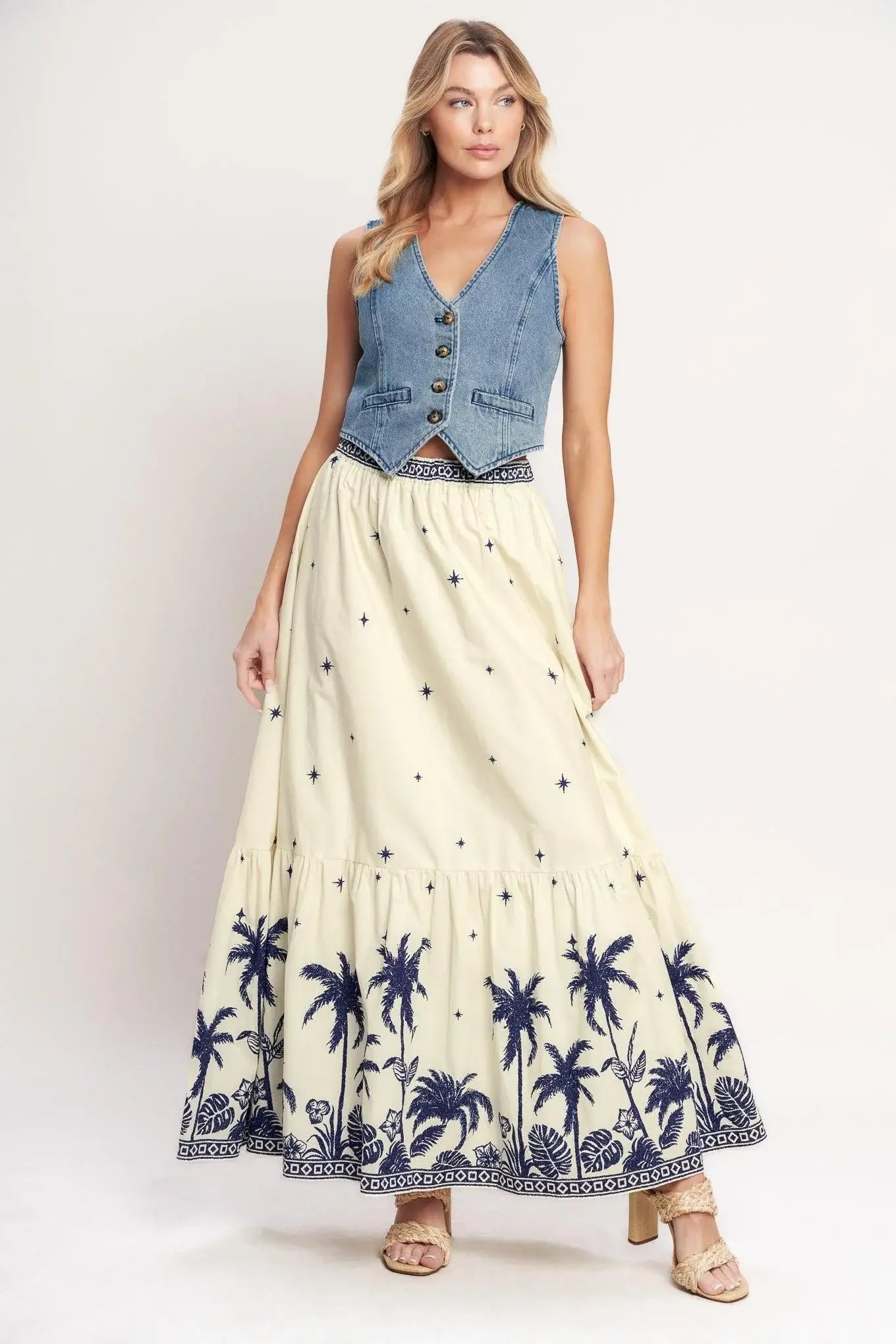 BOHO CONSTELLATION WOVEN MAXI SKIRT - Flying Tomato - Flyclothing LLC