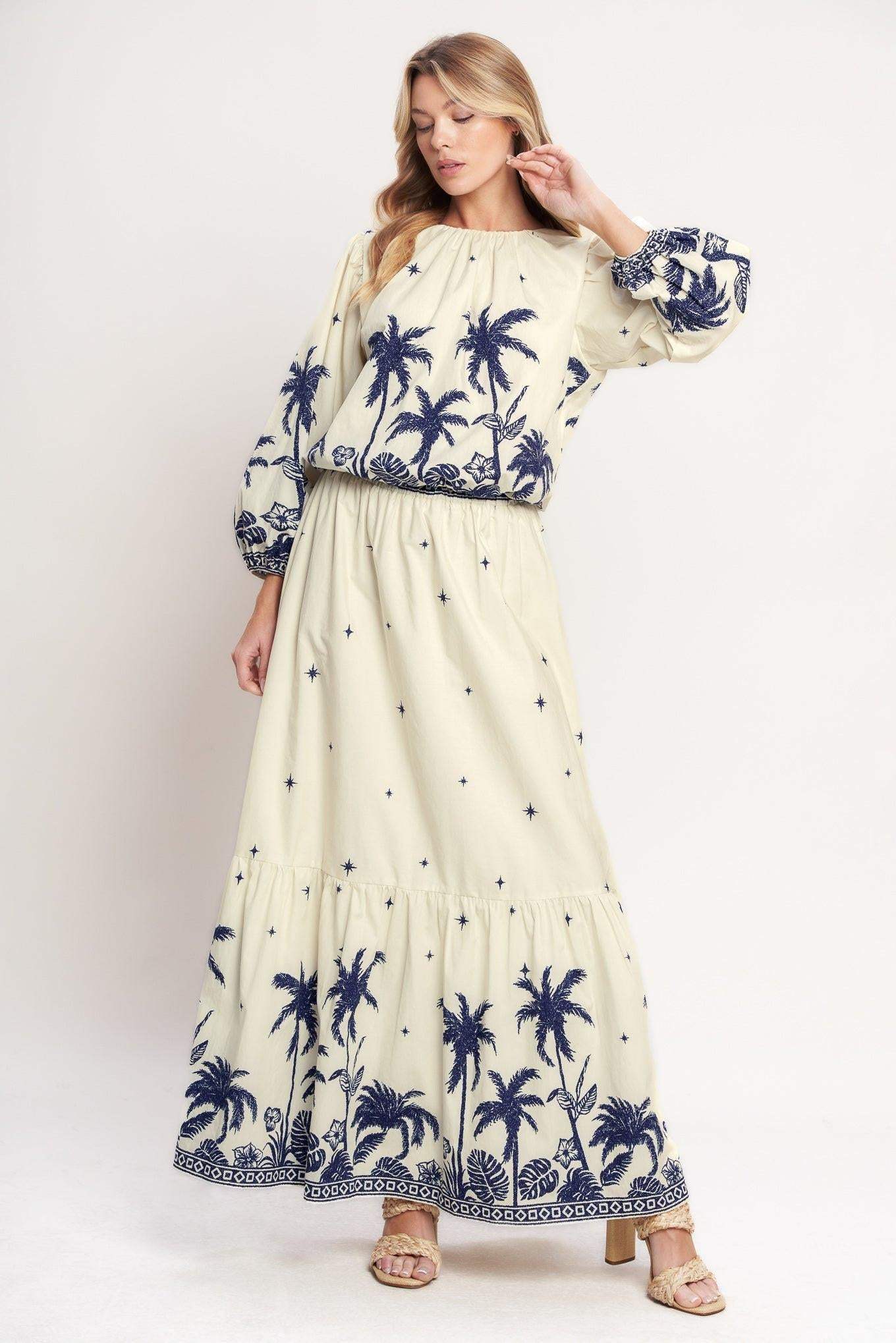 BOHO CONSTELLATION WOVEN MAXI SKIRT - Flying Tomato - Flyclothing LLC
