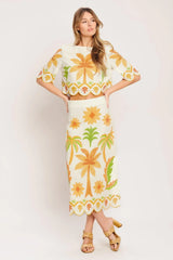 VINTAGE ISLAND WOVEN MIDI SKIRT - Flying Tomato - Flyclothing LLC