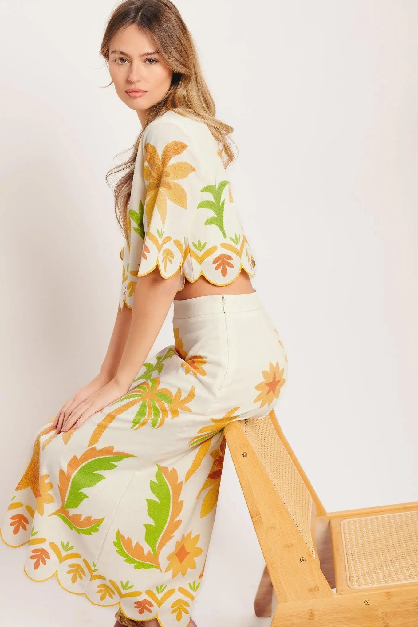 VINTAGE ISLAND WOVEN MIDI SKIRT - Flying Tomato - Flyclothing LLC