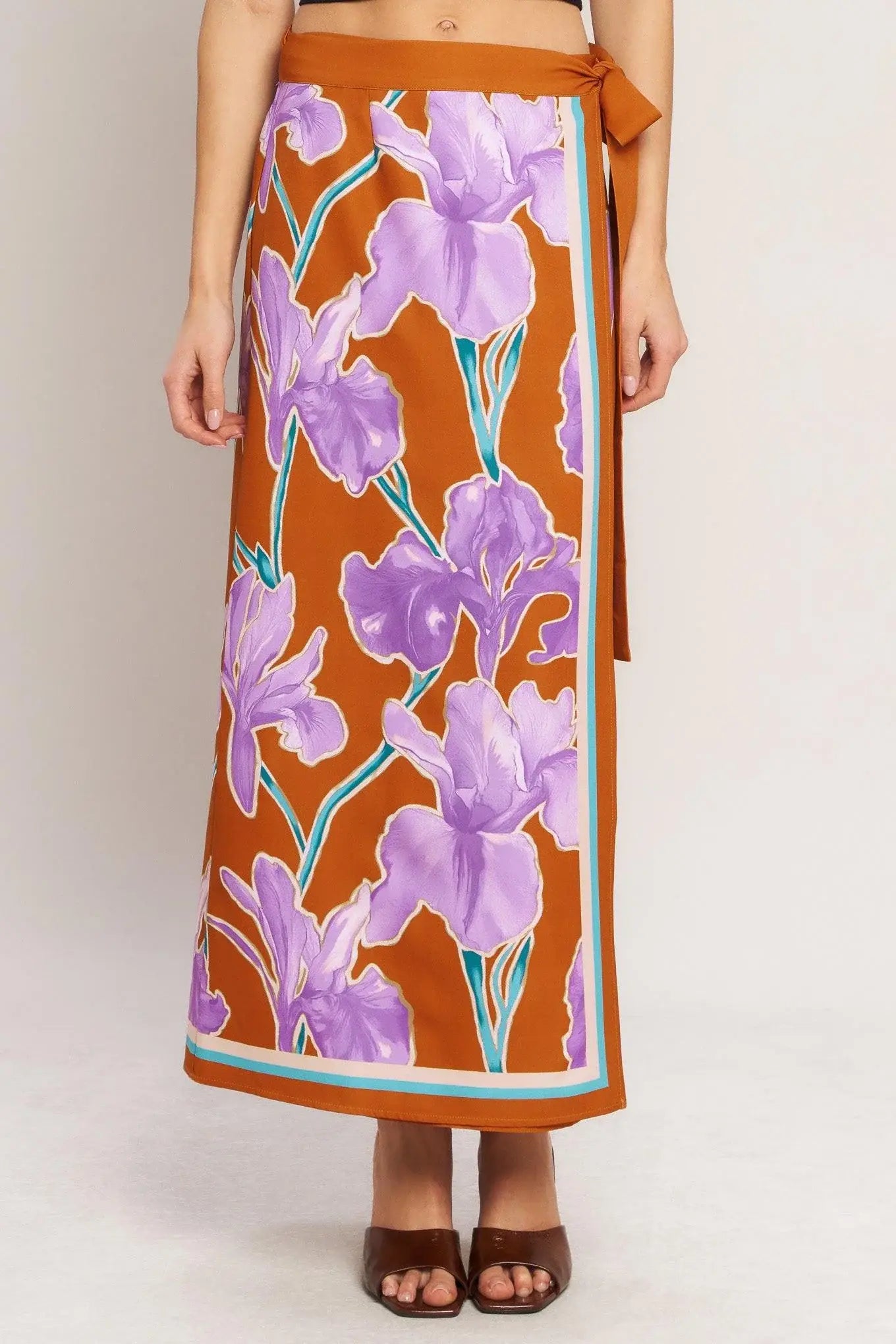 SUMMER IRIS WOVEN MIDI WRAP SKIRT - Flying Tomato - Flyclothing LLC
