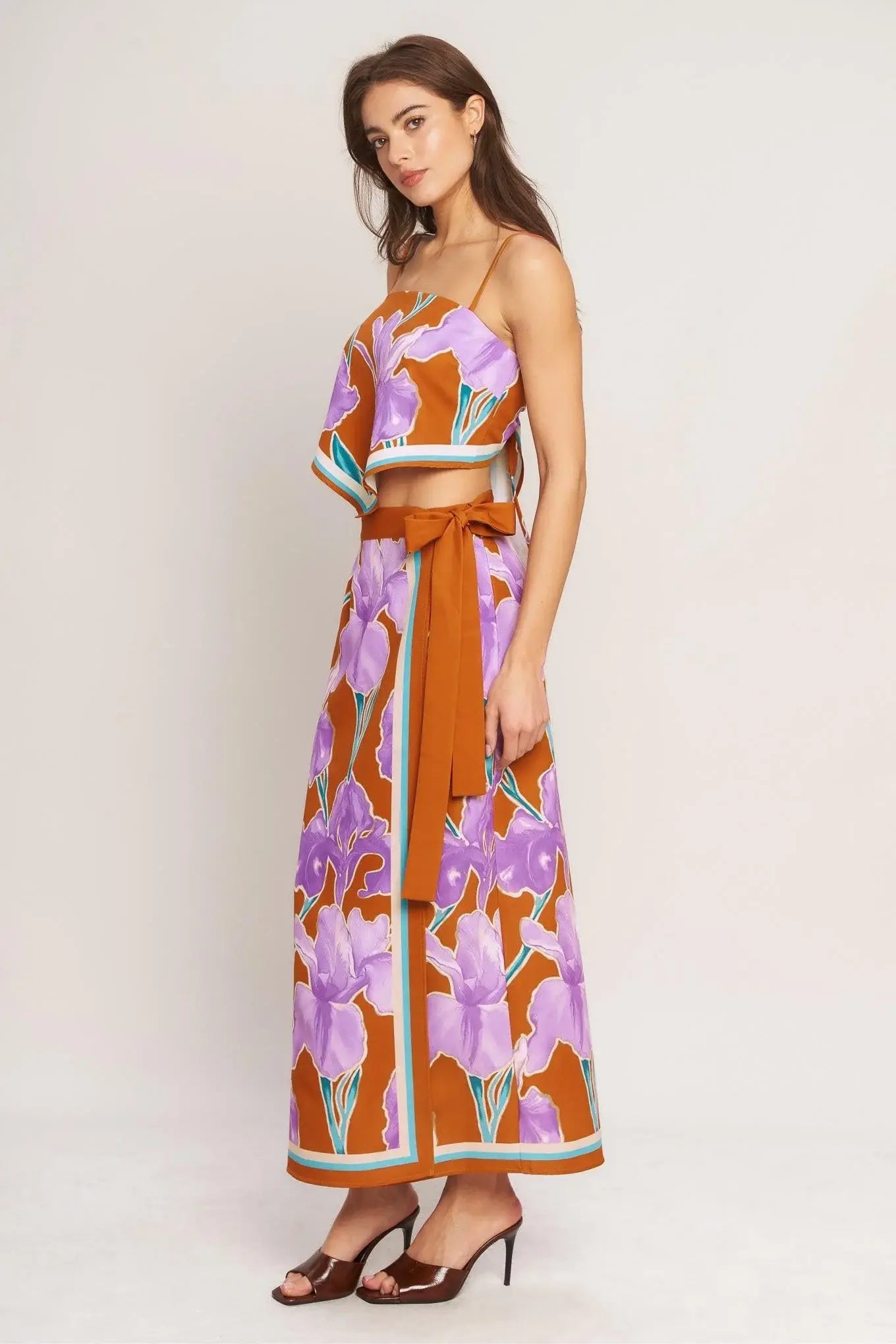 SUMMER IRIS WOVEN MIDI WRAP SKIRT - Flying Tomato - Flyclothing LLC