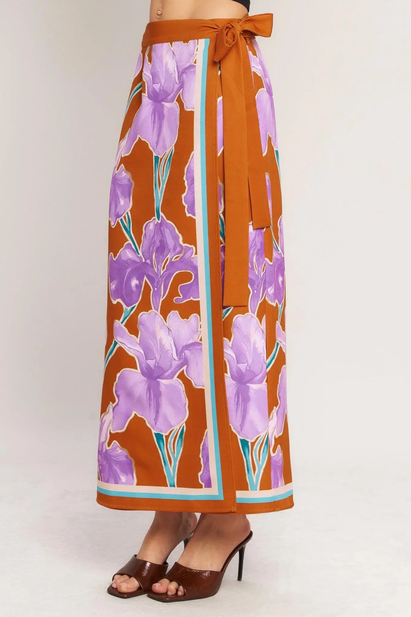 SUMMER IRIS WOVEN MIDI WRAP SKIRT - Flying Tomato - Flyclothing LLC