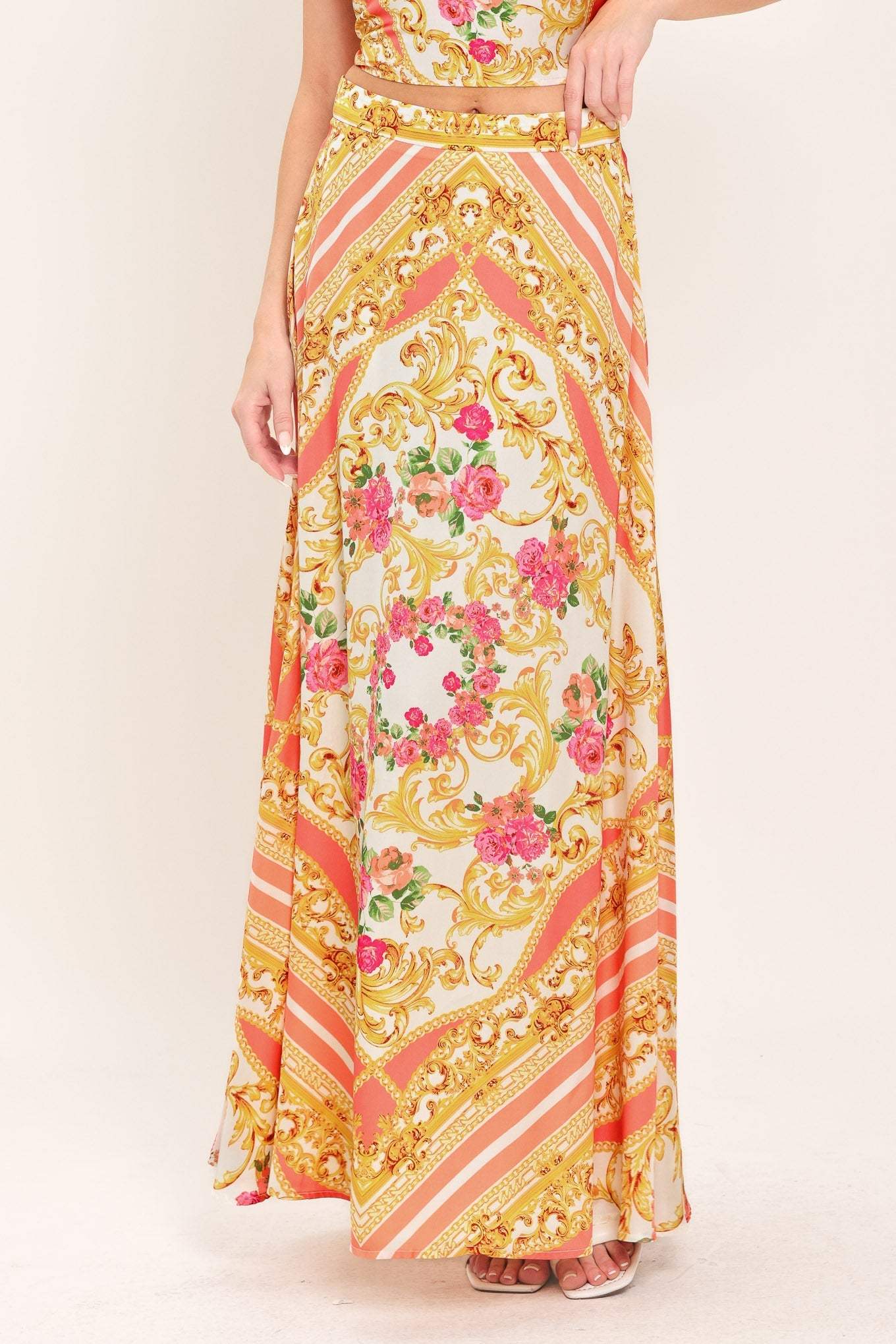 LUXE LOVE STORY WOVEN MIDI CIRCLE SKIRT - Flying Tomato - Flyclothing LLC