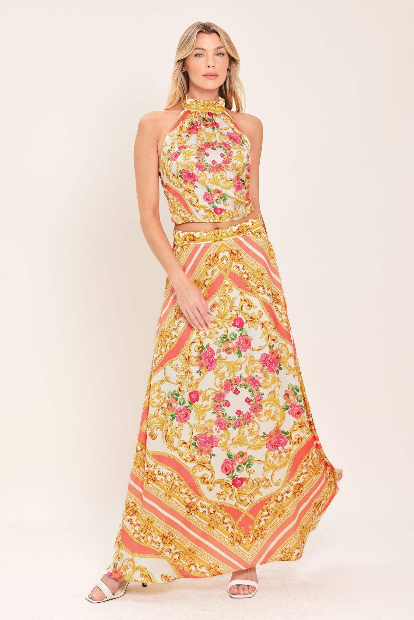LUXE LOVE STORY WOVEN MIDI CIRCLE SKIRT - Flying Tomato - Flyclothing LLC