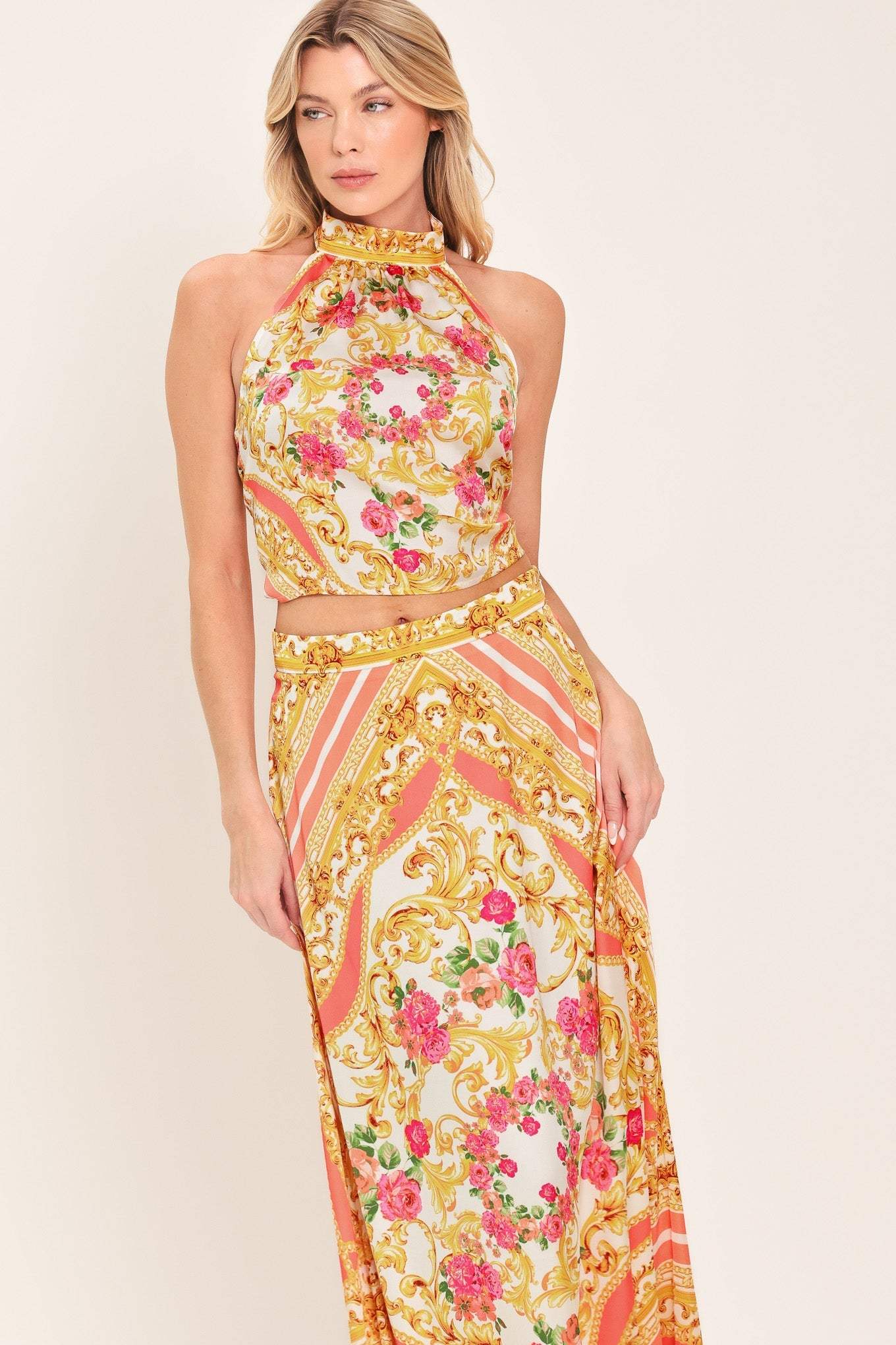 LUXE LOVE STORY WOVEN MIDI CIRCLE SKIRT - Flying Tomato - Flyclothing LLC