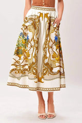BAROQUE ESCAPE WOVEN MIDI SKIRT - Flying Tomato - Flyclothing LLC