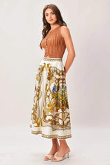 BAROQUE ESCAPE WOVEN MIDI SKIRT - Flying Tomato - Flyclothing LLC
