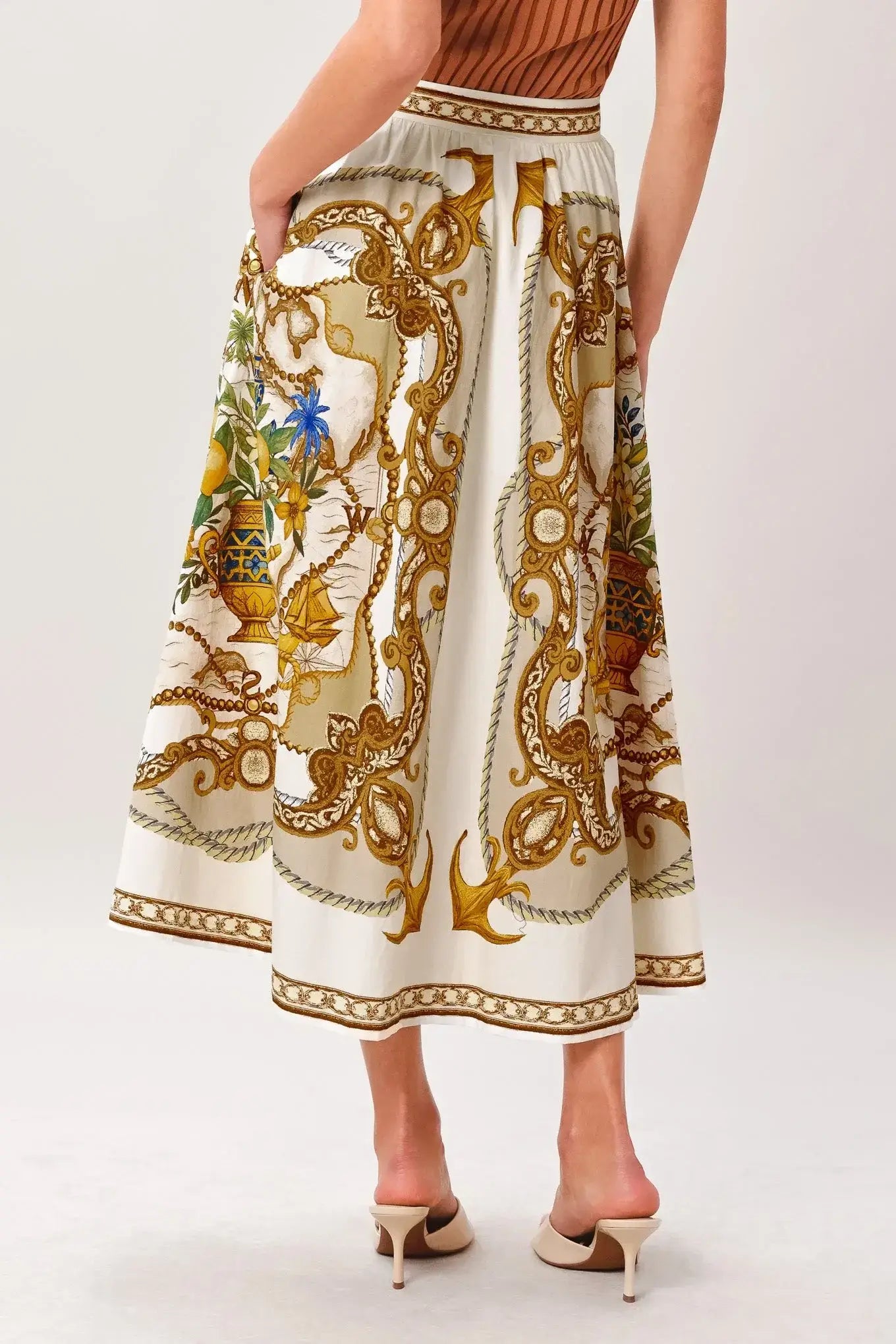BAROQUE ESCAPE WOVEN MIDI SKIRT - Flying Tomato - Flyclothing LLC