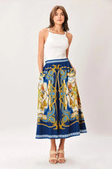 BAROQUE ESCAPE WOVEN MIDI SKIRT - Flying Tomato - Flyclothing LLC