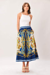 BAROQUE ESCAPE WOVEN MIDI SKIRT - Flying Tomato - Flyclothing LLC