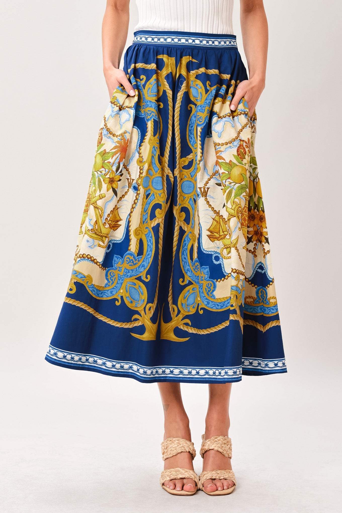BAROQUE ESCAPE WOVEN MIDI SKIRT - Flying Tomato - Flyclothing LLC
