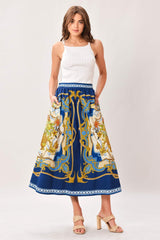 BAROQUE ESCAPE WOVEN MIDI SKIRT - Flying Tomato - Flyclothing LLC