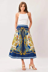 BAROQUE ESCAPE WOVEN MIDI SKIRT - Flying Tomato - Flyclothing LLC