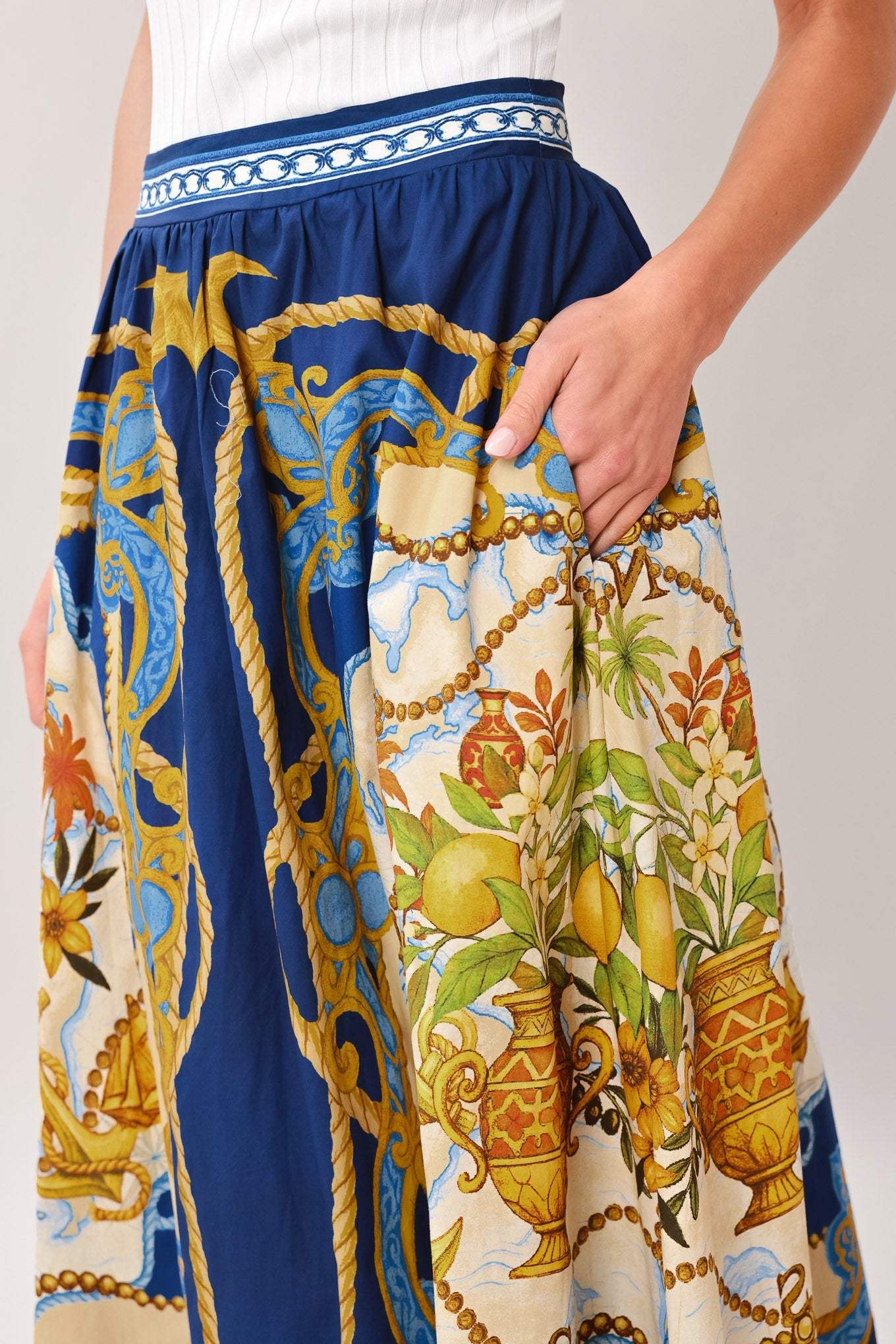 BAROQUE ESCAPE WOVEN MIDI SKIRT - Flying Tomato - Flyclothing LLC