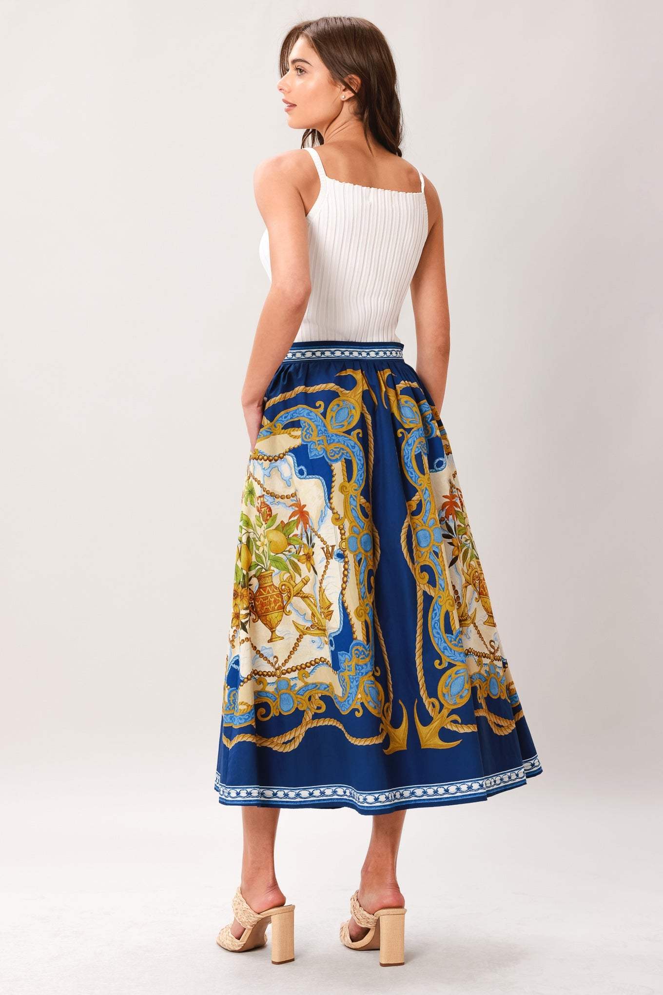 BAROQUE ESCAPE WOVEN MIDI SKIRT - Flying Tomato - Flyclothing LLC
