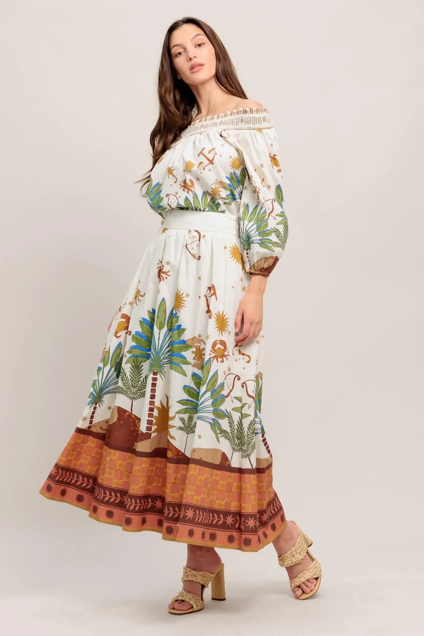 SUNLIT GARDEN WOVEN FULL MIDI SKIRT - Flying Tomato - Flyclothing LLC