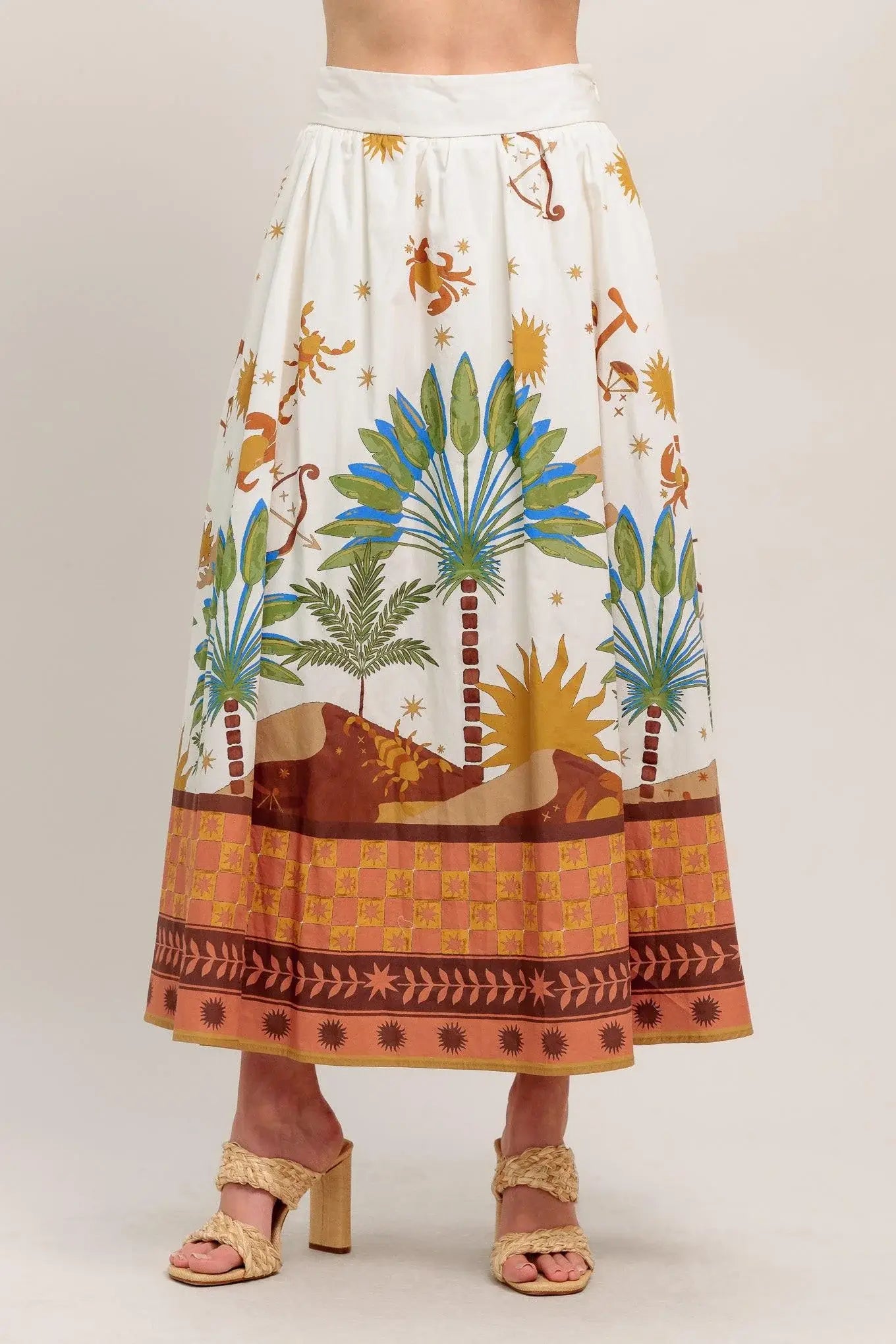 SUNLIT GARDEN WOVEN FULL MIDI SKIRT - Flying Tomato - Flyclothing LLC