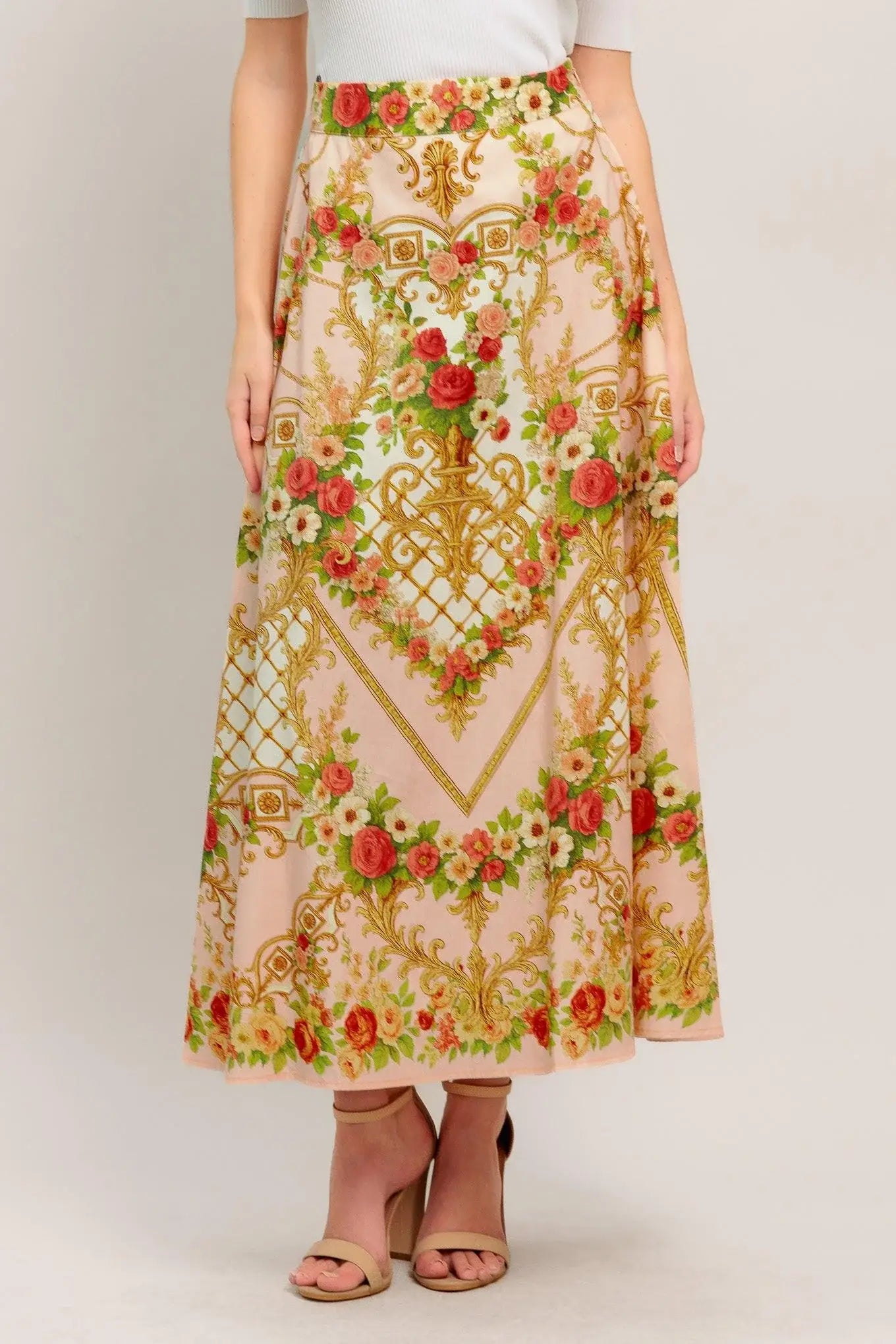 PALACE ROSE STATEMENT WOVEN CIRCLE MIDI SKIRT - Flying Tomato - Flyclothing LLC