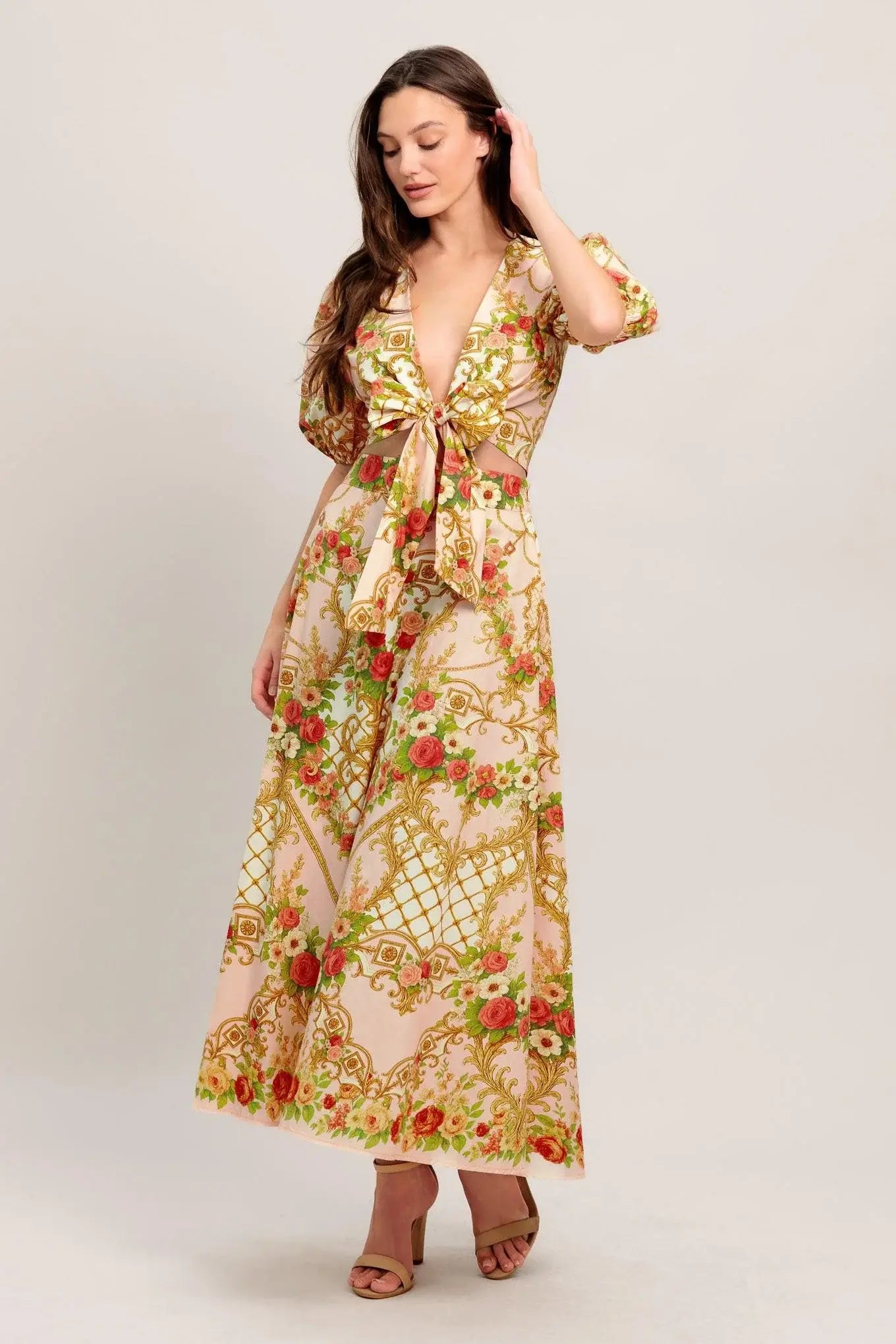 PALACE ROSE STATEMENT WOVEN CIRCLE MIDI SKIRT - Flying Tomato - Flyclothing LLC