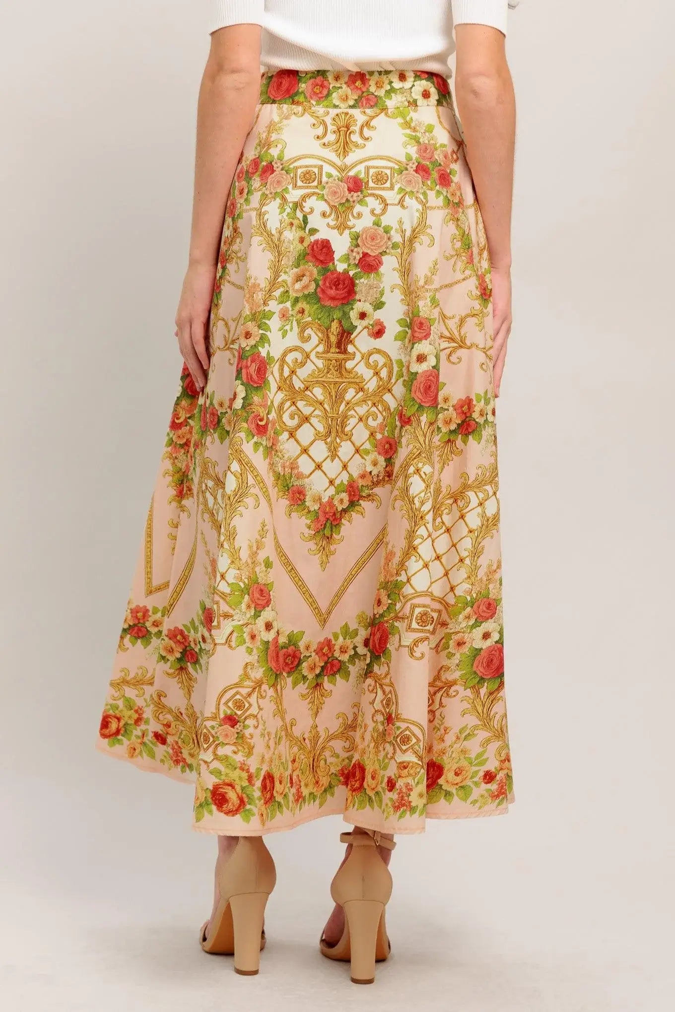 PALACE ROSE STATEMENT WOVEN CIRCLE MIDI SKIRT - Flying Tomato - Flyclothing LLC