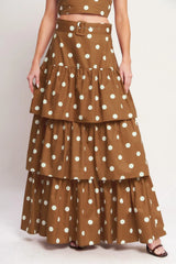 BROWN SUGAR DOT WOVEN SKIRT - Flying Tomato - Flyclothing LLC
