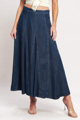 DENIM BALANCE WOVEN CIRCLE SKIRT - Flying Tomato - Flyclothing LLC