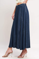 DENIM BALANCE WOVEN CIRCLE SKIRT - Flying Tomato - Flyclothing LLC