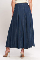 DENIM BALANCE WOVEN CIRCLE SKIRT - Flying Tomato - Flyclothing LLC