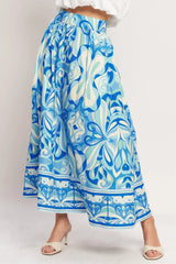 OCEAN WHIRL WOVEN FULL MIDI SKIRT - Flying Tomato - Flyclothing LLC