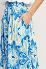 OCEAN WHIRL WOVEN FULL MIDI SKIRT - Flying Tomato - Flyclothing LLC