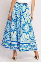 OCEAN WHIRL WOVEN FULL MIDI SKIRT - Flying Tomato - Flyclothing LLC