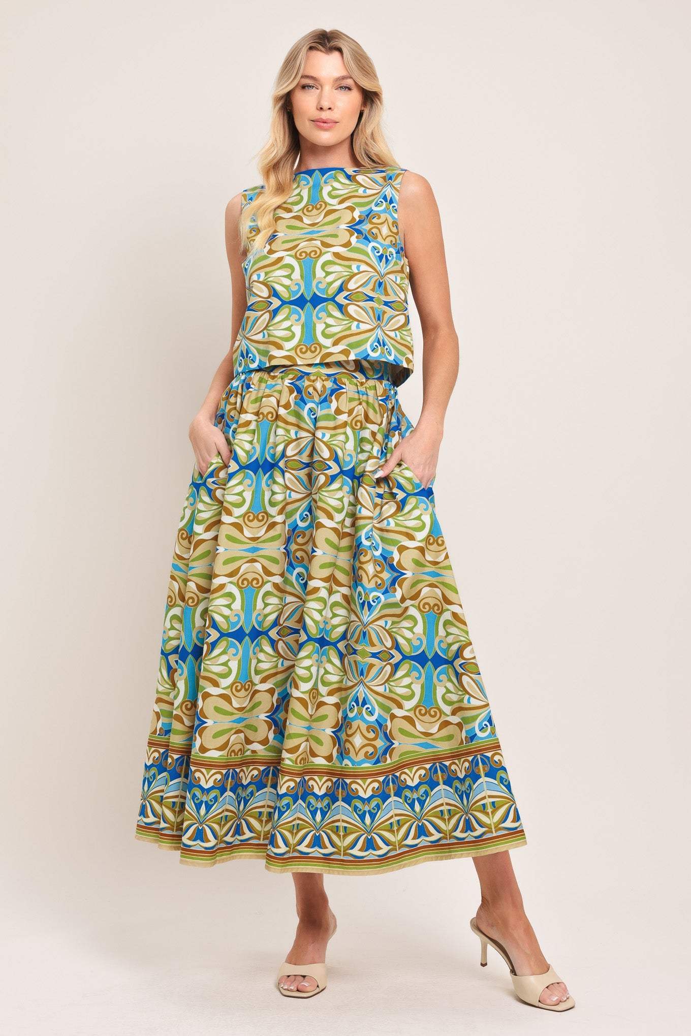 ISLAND MOSAIC WOVEN FULL SKIRT - Flying Tomato - Flyclothing LLC