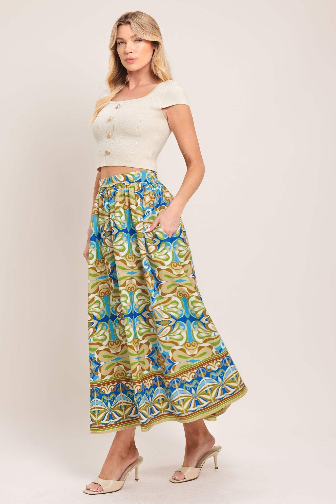 ISLAND MOSAIC WOVEN FULL SKIRT - Flying Tomato - Flyclothing LLC