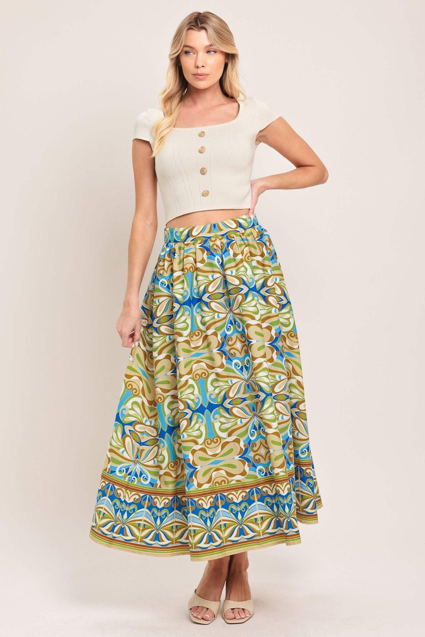 ISLAND MOSAIC WOVEN FULL SKIRT - Flying Tomato - Flyclothing LLC
