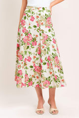 ROSE PETAL WOVEN MIDI SKIRT - Flying Tomato - Flyclothing LLC