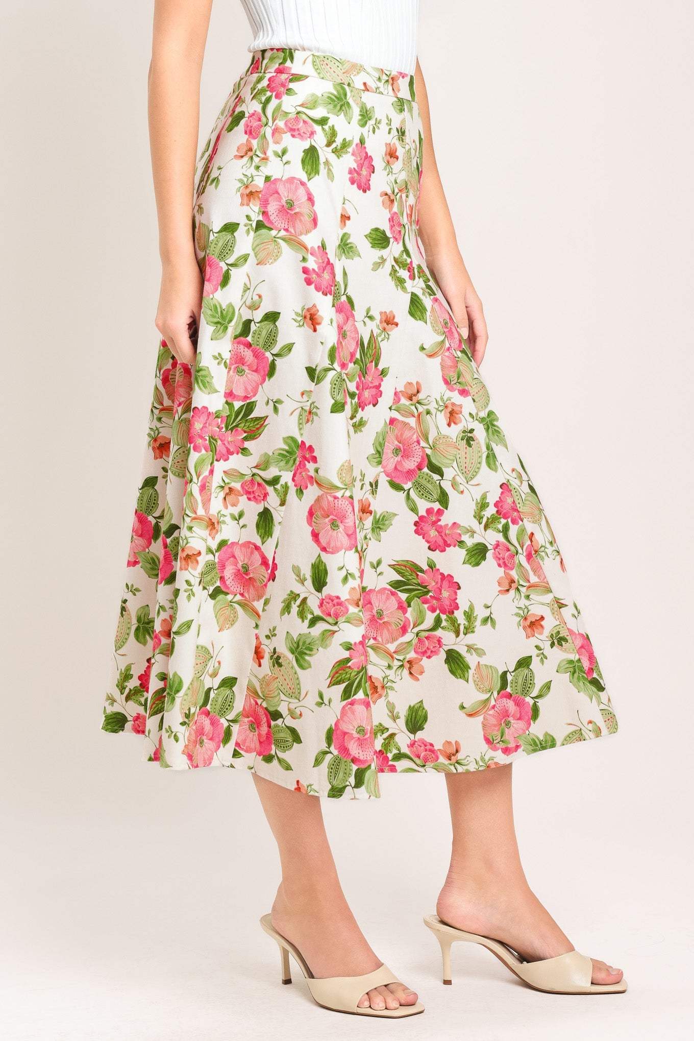 ROSE PETAL WOVEN MIDI SKIRT - Flying Tomato - Flyclothing LLC
