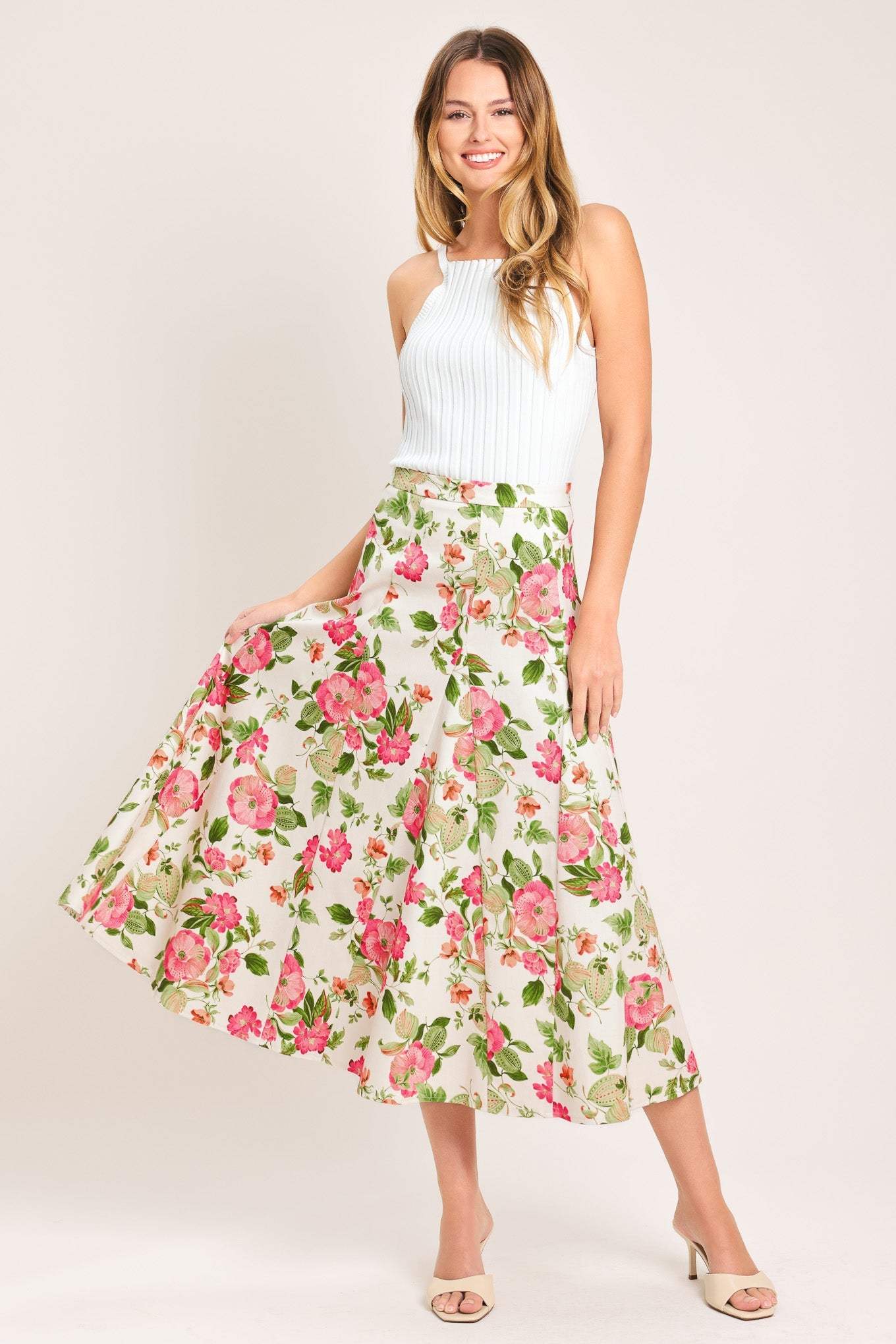 ROSE PETAL WOVEN MIDI SKIRT - Flying Tomato - Flyclothing LLC
