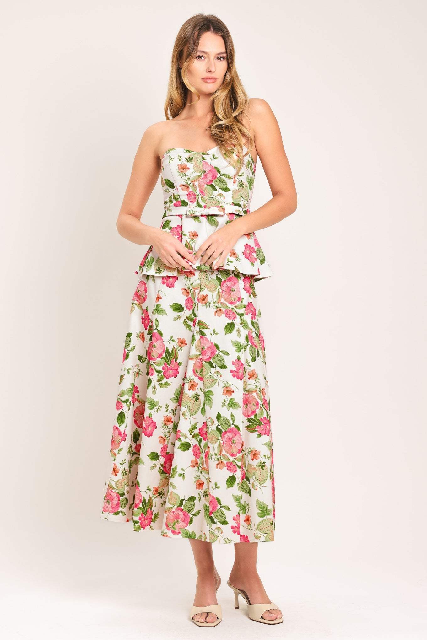 ROSE PETAL WOVEN MIDI SKIRT - Flying Tomato - Flyclothing LLC