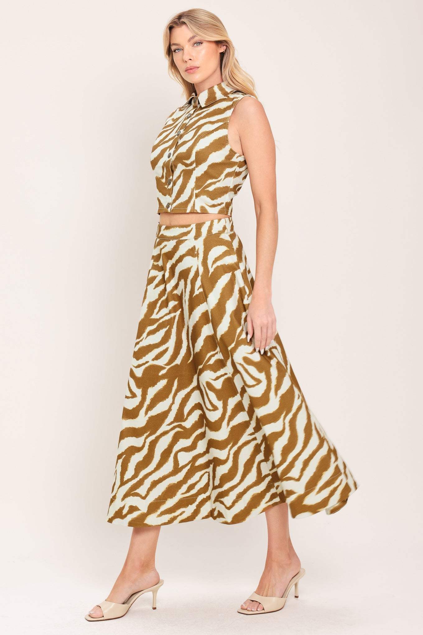 TERRA STRIPE WOVEN MIDI SKIRT - Flying Tomato - Flyclothing LLC