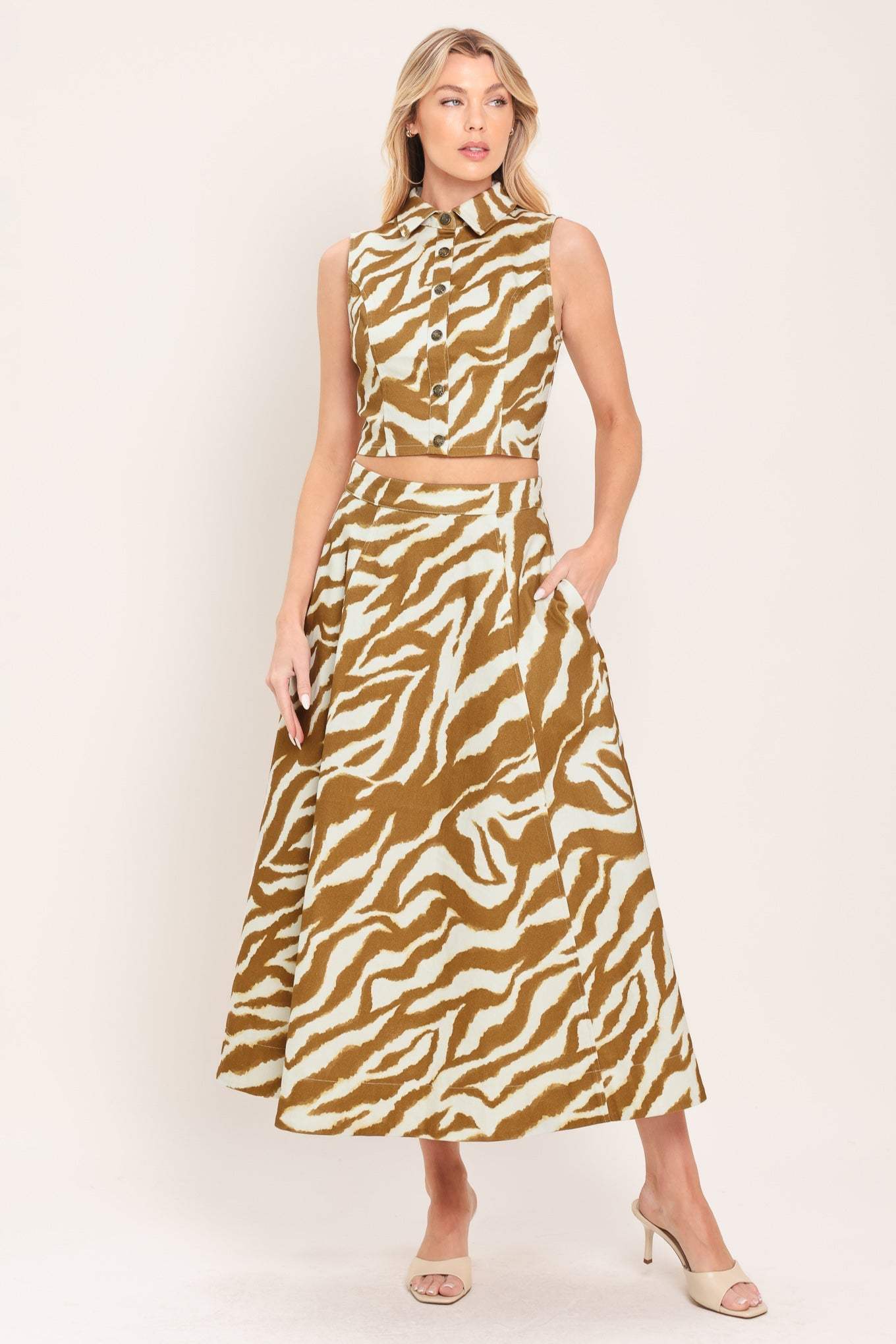 TERRA STRIPE WOVEN MIDI SKIRT - Flying Tomato - Flyclothing LLC