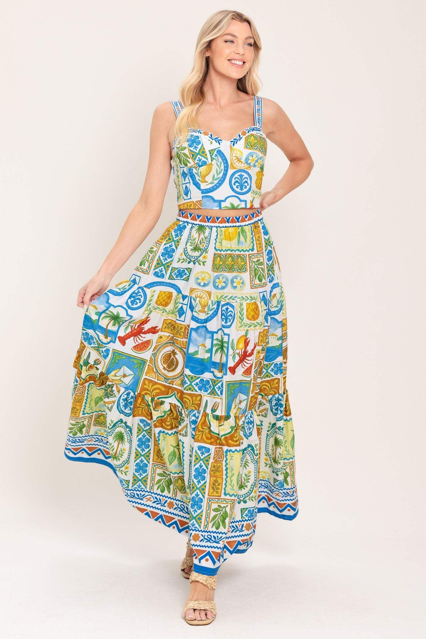 SICILIAN SUMMER WOVEN MAXI SKIRT - Flying Tomato - Flyclothing LLC