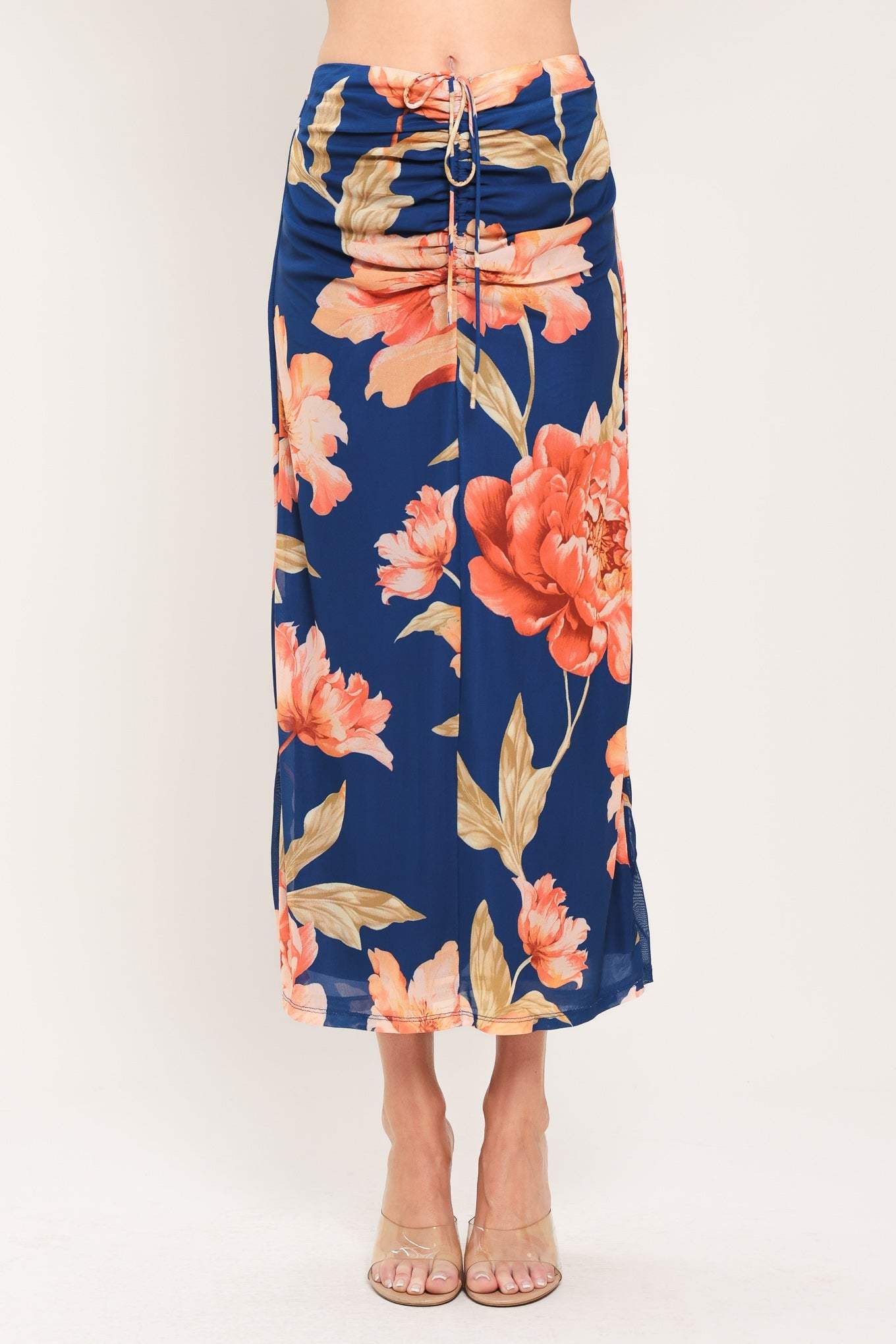 DEEP SEA BLOOM POWER MESH MIDI SKIRT - Flying Tomato - Flyclothing LLC