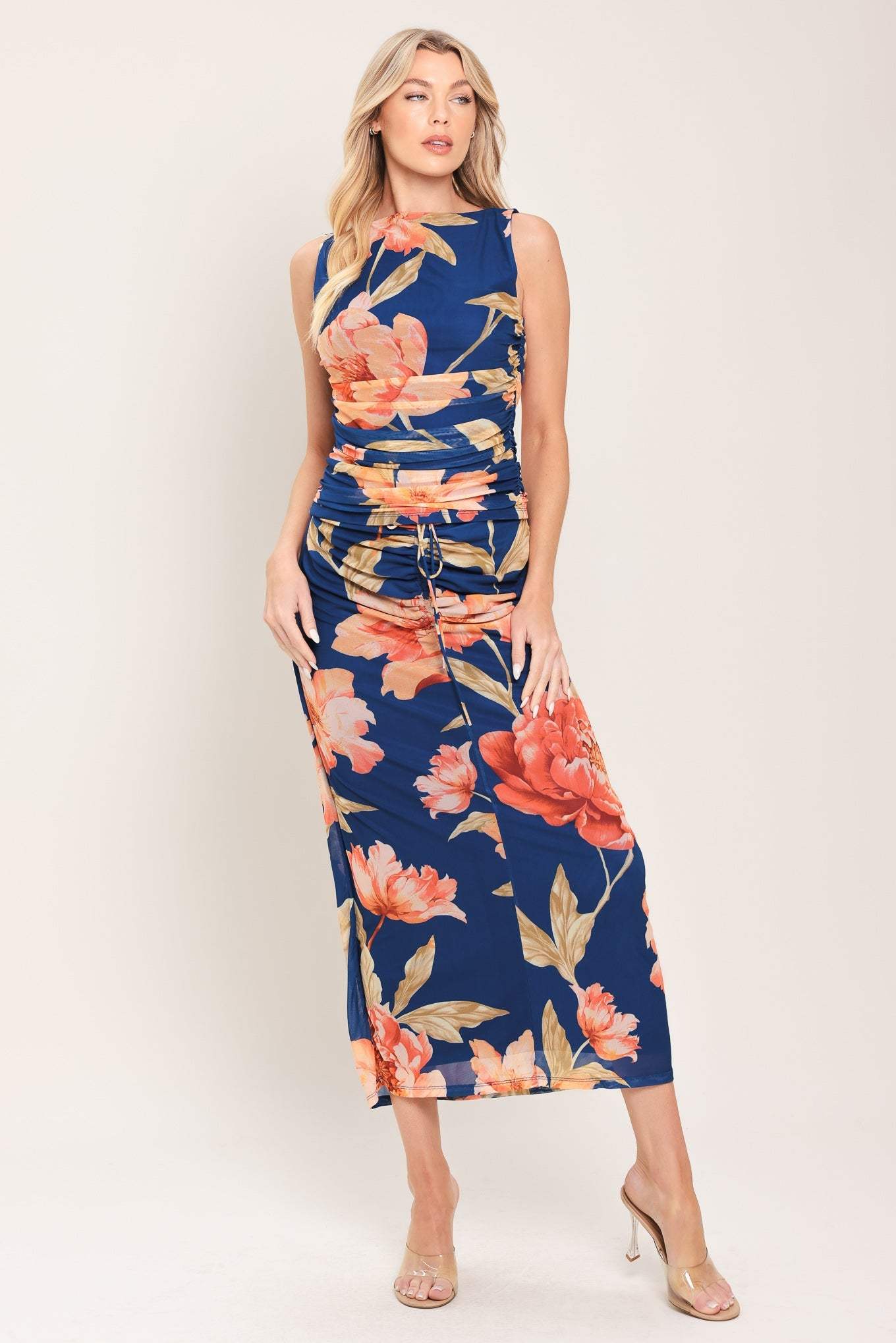 DEEP SEA BLOOM POWER MESH MIDI SKIRT - Flying Tomato - Flyclothing LLC