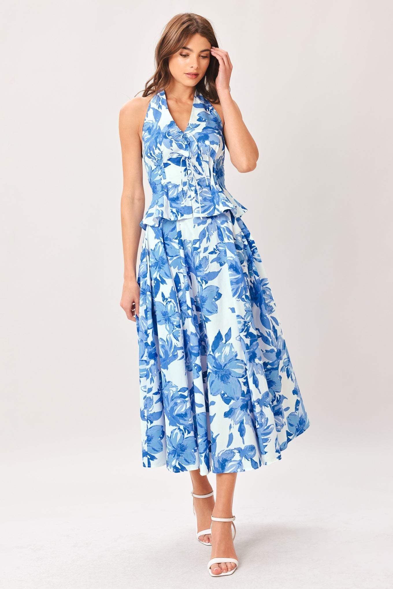 SKY BLOSSOM WOVEN FULL CIRCLE SKIRT - Flying Tomato - Flyclothing LLC