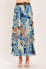 BLUE LAGOON WOVEN MIDI SKIRT