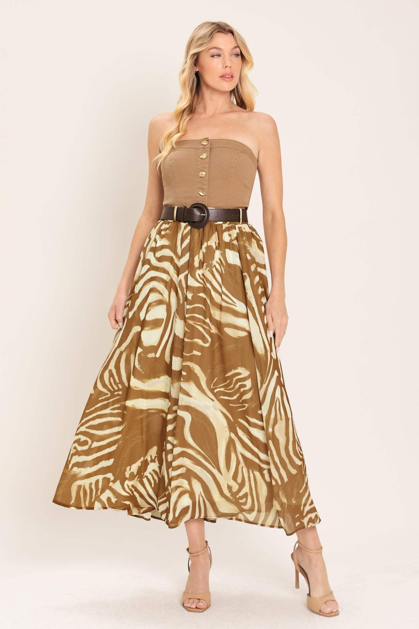 SAVANNAH BREEZE WOVEN MIDI SKIRT