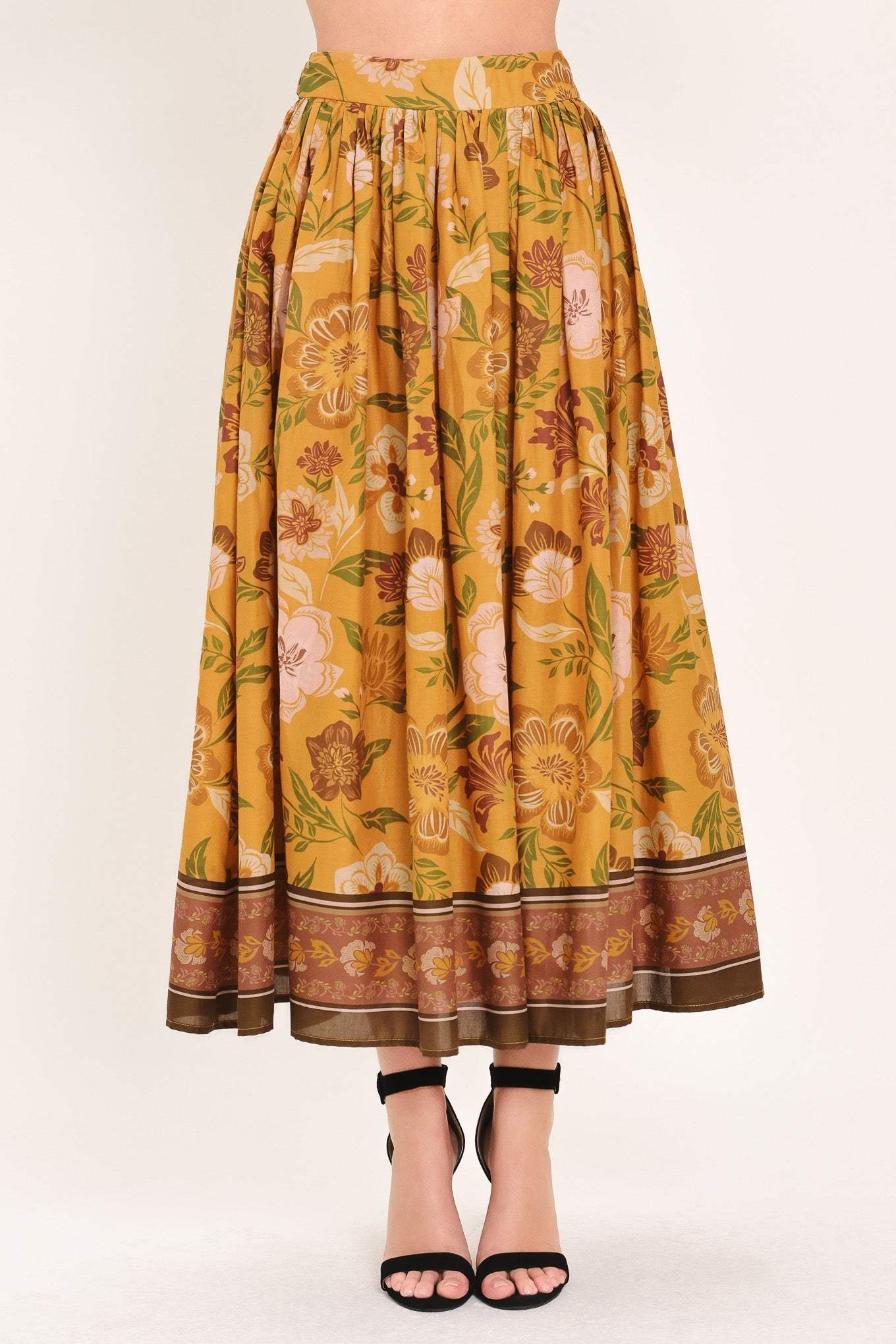 SUNSET GARDEN WOVEN FULL MIDI SKIRT - Flying Tomato - Flyclothing LLC