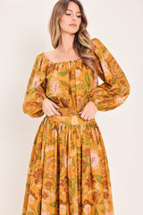 SUNSET GARDEN WOVEN FULL MIDI SKIRT