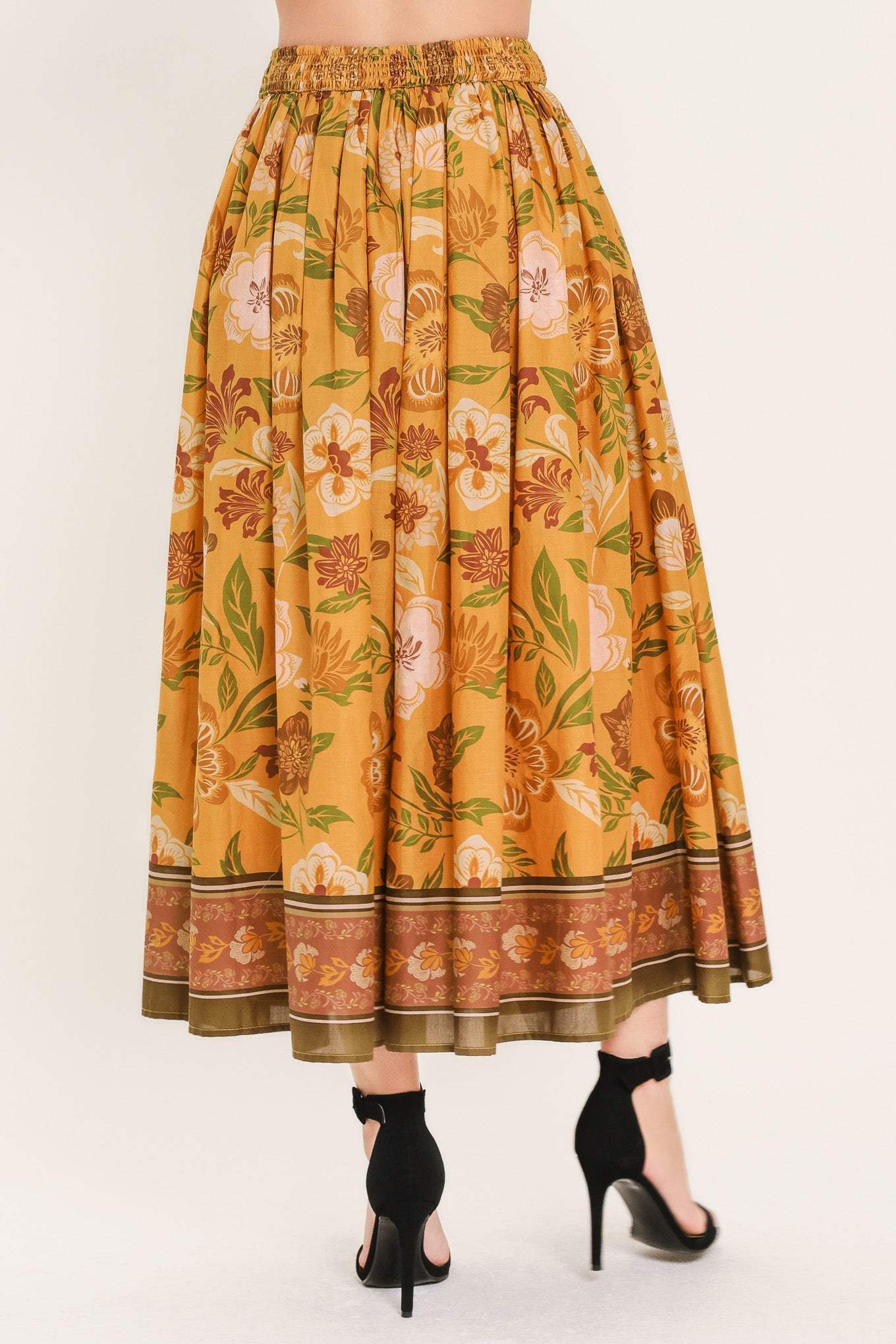 SUNSET GARDEN WOVEN FULL MIDI SKIRT - Flying Tomato - Flyclothing LLC